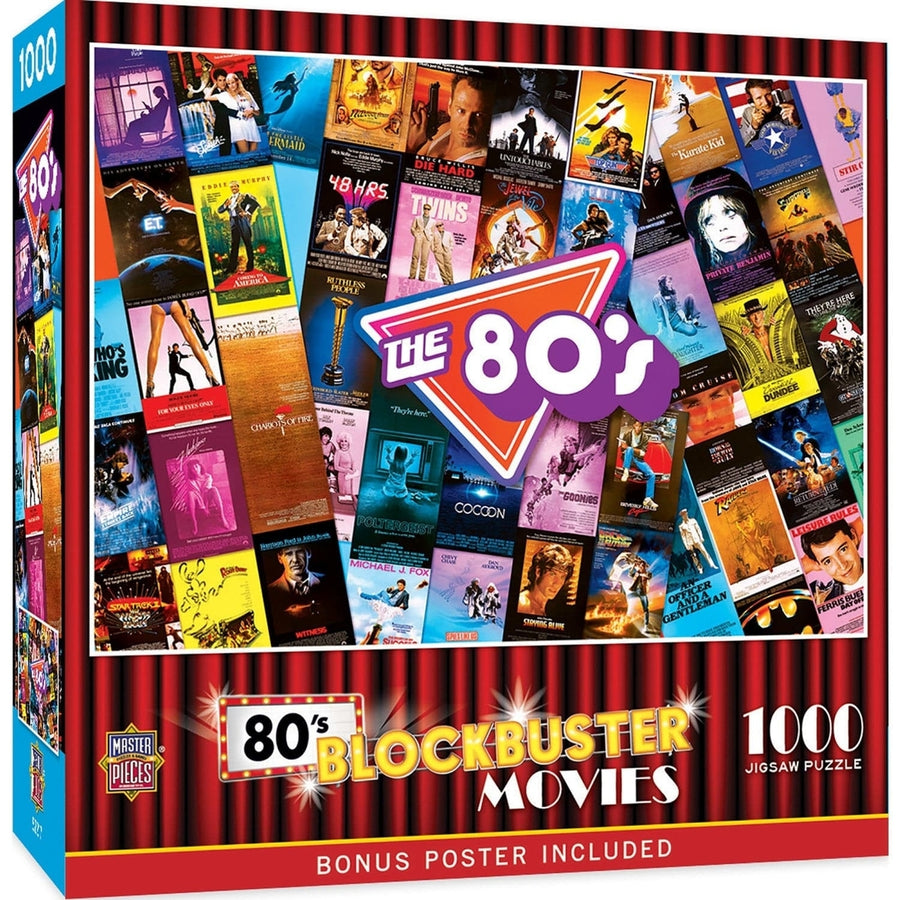 80s Blockbusters Jigsaw Puzzle 1000 Pieces Nostalgic Movie Collage Fun Image 1