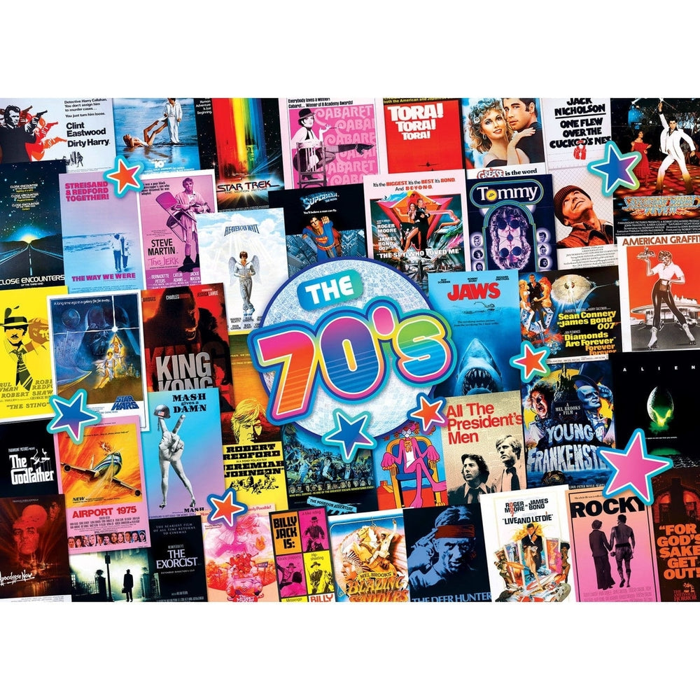 70s Blockbusters 1000 Piece Jigsaw Puzzle Nostalgic Film Collage Retro Artwork Image 2