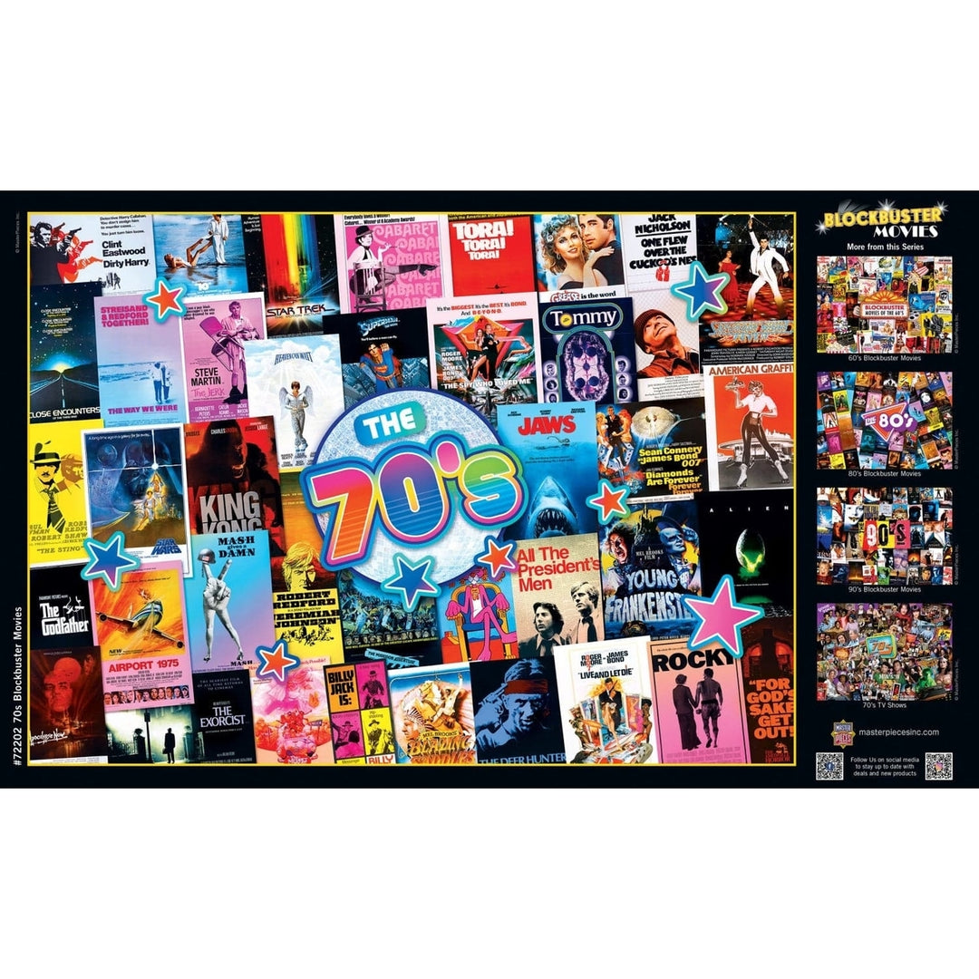 70s Blockbusters 1000 Piece Jigsaw Puzzle Nostalgic Film Collage Retro Artwork Image 4