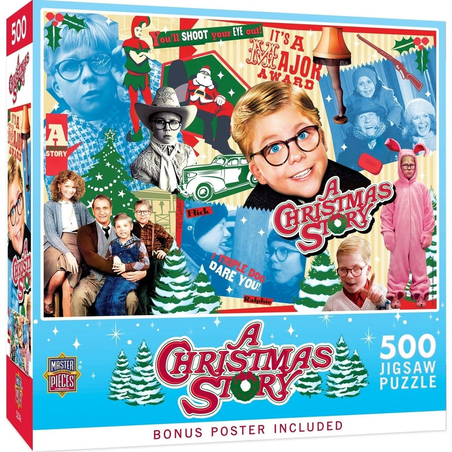 A Christmas Story 500 Piece Jigsaw Puzzle Family Fun Holiday Movie Scenes Image 1