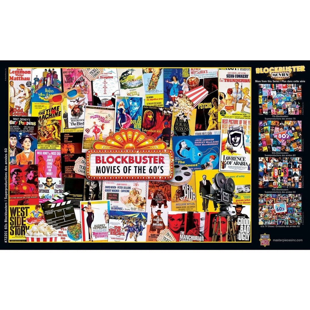 1960s Blockbusters 1000 Piece Jigsaw Puzzle Vintage Movie Collage Fun Activity Image 4