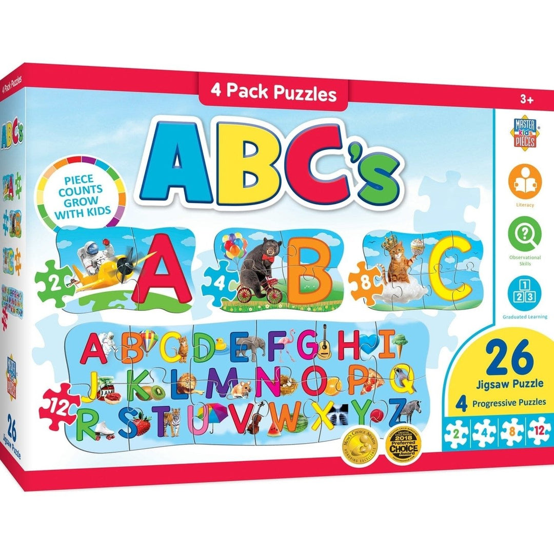 ABCs Educational Jigsaw Puzzles 4-Pack Colorful Learning Toys for Ages 3+ Image 1