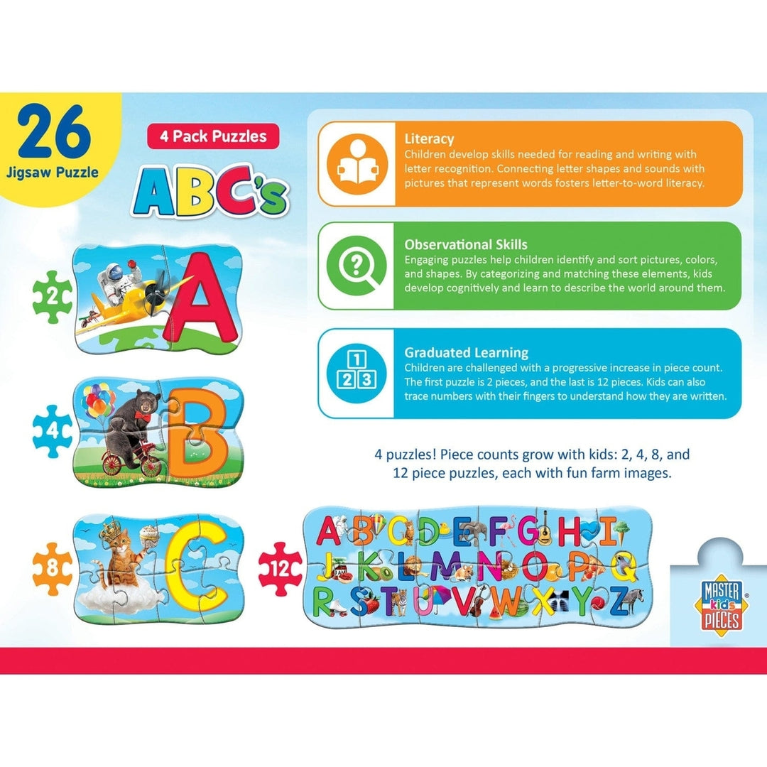 ABCs Educational Jigsaw Puzzles 4-Pack Colorful Learning Toys for Ages 3+ Image 3