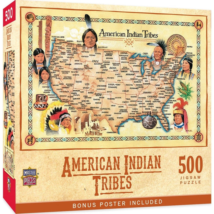 MasterPieces 500 Piece Jigsaw Puzzle American Indian Tribes 15 x 21 Eco-Friendly Image 1