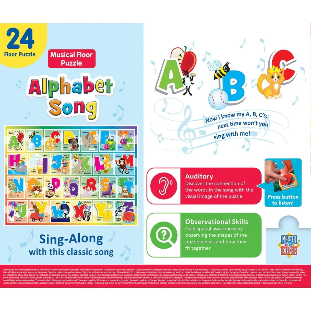 MasterPieces 24 Piece Alphabet Song Musical Floor Puzzle Kids Educational 18x24 Image 3