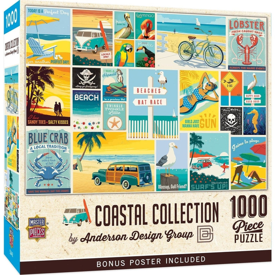 Anderson Design Group 1000 Piece Coastal Collection Jigsaw Puzzle Retro Art Image 1