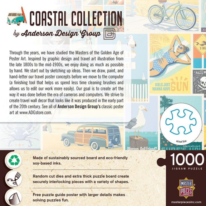 Anderson Design Group 1000 Piece Coastal Collection Jigsaw Puzzle Retro Art Image 3