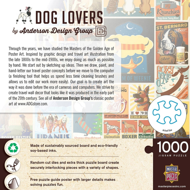 Anderson Design Group Dog Lovers 1000 Piece Jigsaw Puzzle Retro Style Dogs Image 3