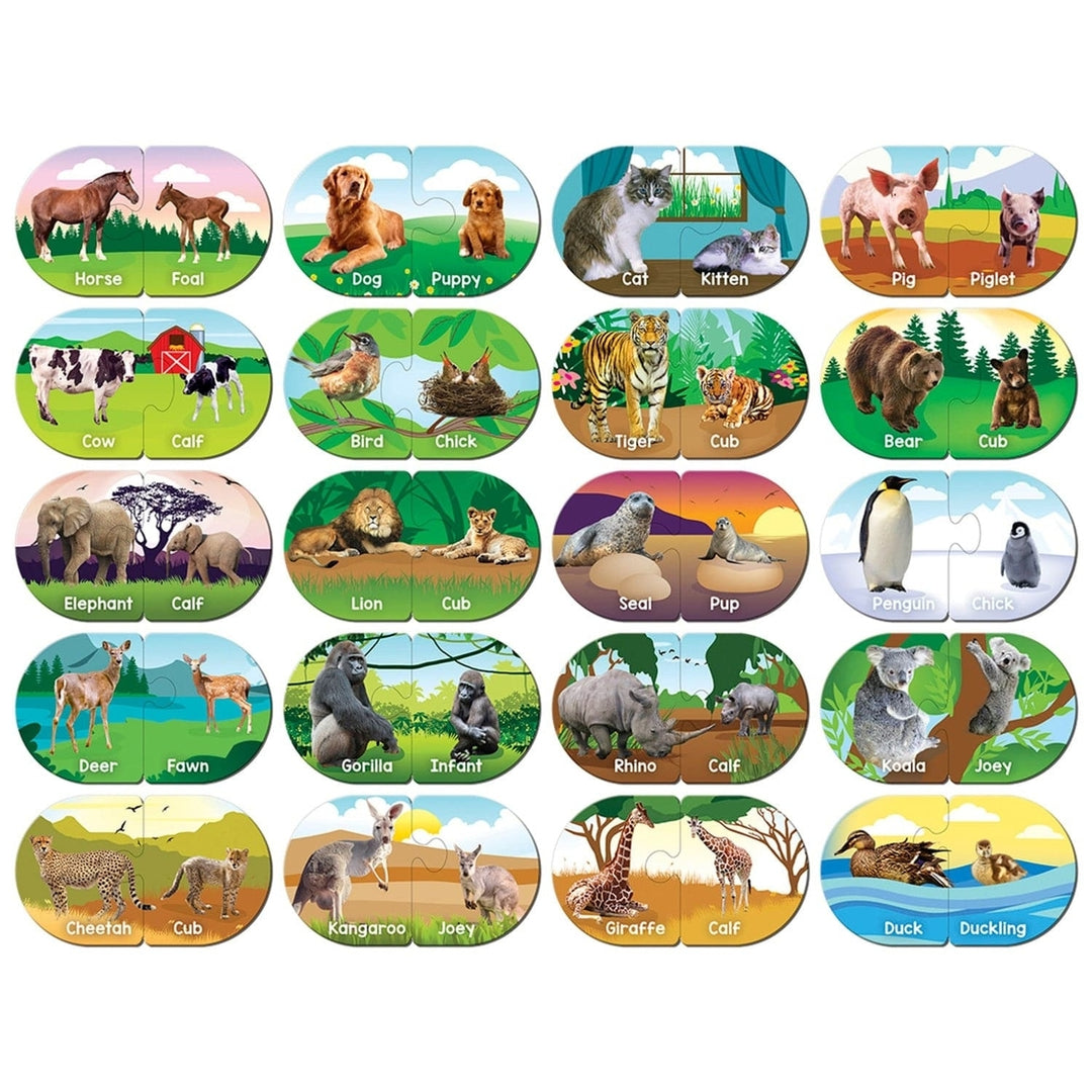 Educational Animal Matching Jigsaw Puzzle Color Picture Word Skills 3+ Years Image 2