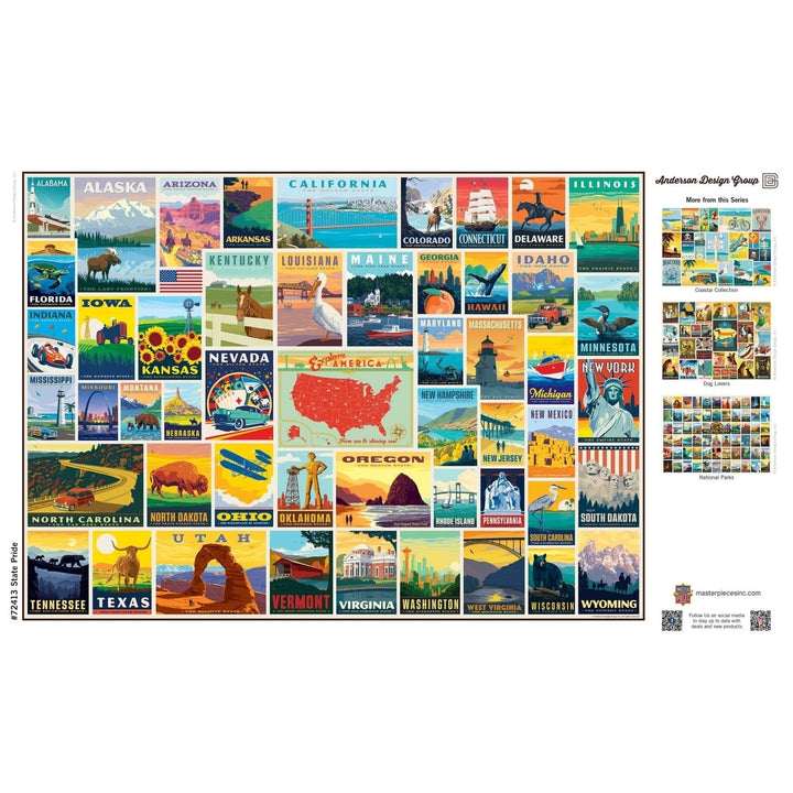 Anderson Design Group 1000 Piece Jigsaw Puzzle Americana Vintage State Posters Image 4