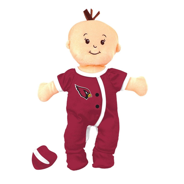 Arizona Cardinals Baby Fan Doll 12 Inch Plush Soft Fabric Magnetic Pacifier Image 1