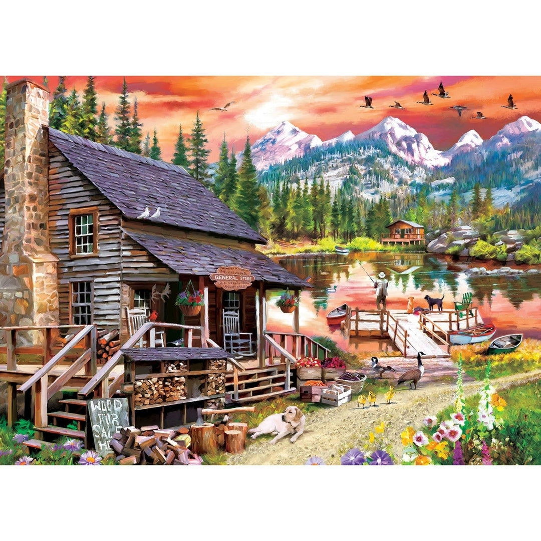 Art Gallery Grandpas Getaway 1000 Piece Jigsaw Puzzle Lake Fishing Scene Image 2