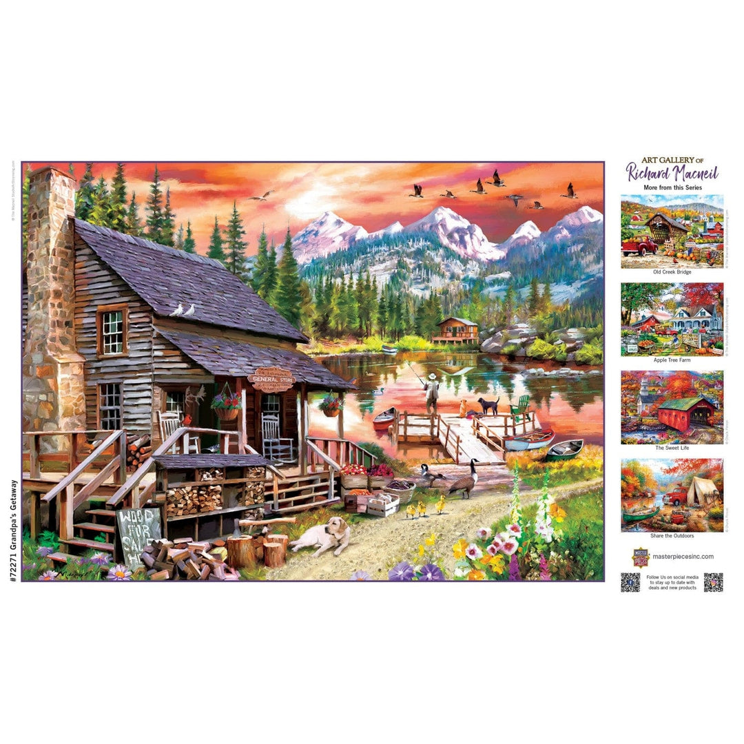 Art Gallery Grandpas Getaway 1000 Piece Jigsaw Puzzle Lake Fishing Scene Image 4