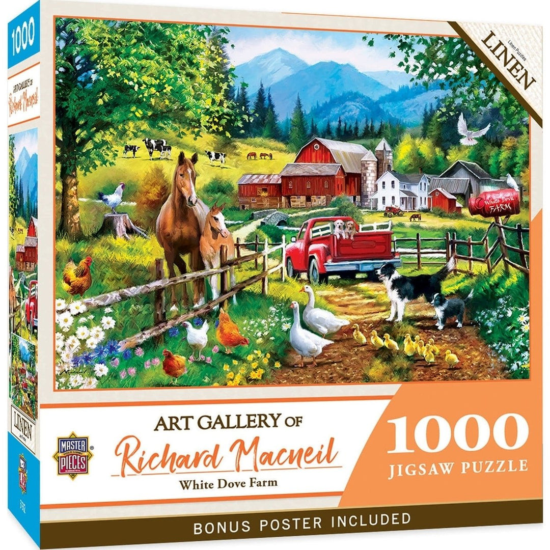 MasterPieces Art Gallery White Dove Farm 1000 Piece Jigsaw Puzzle 19.25x26.75 Image 1