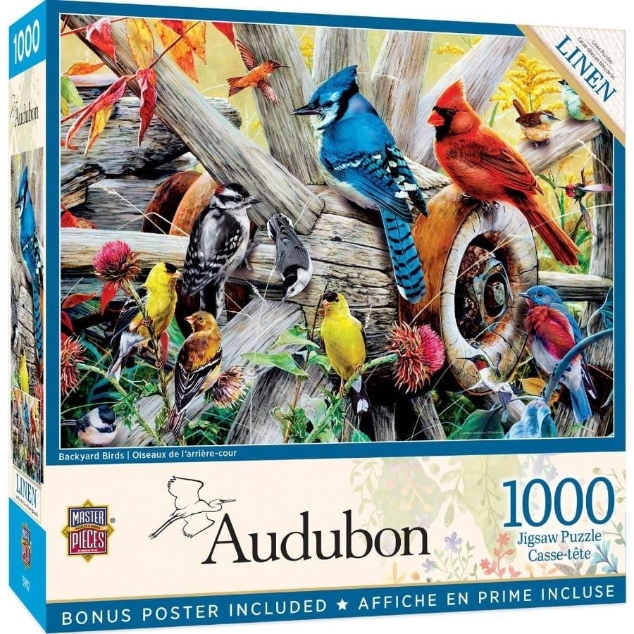 Audubon Backyard Birds 1000 Piece Jigsaw Puzzle 19.25 x 26.75 Recycled Material Image 1