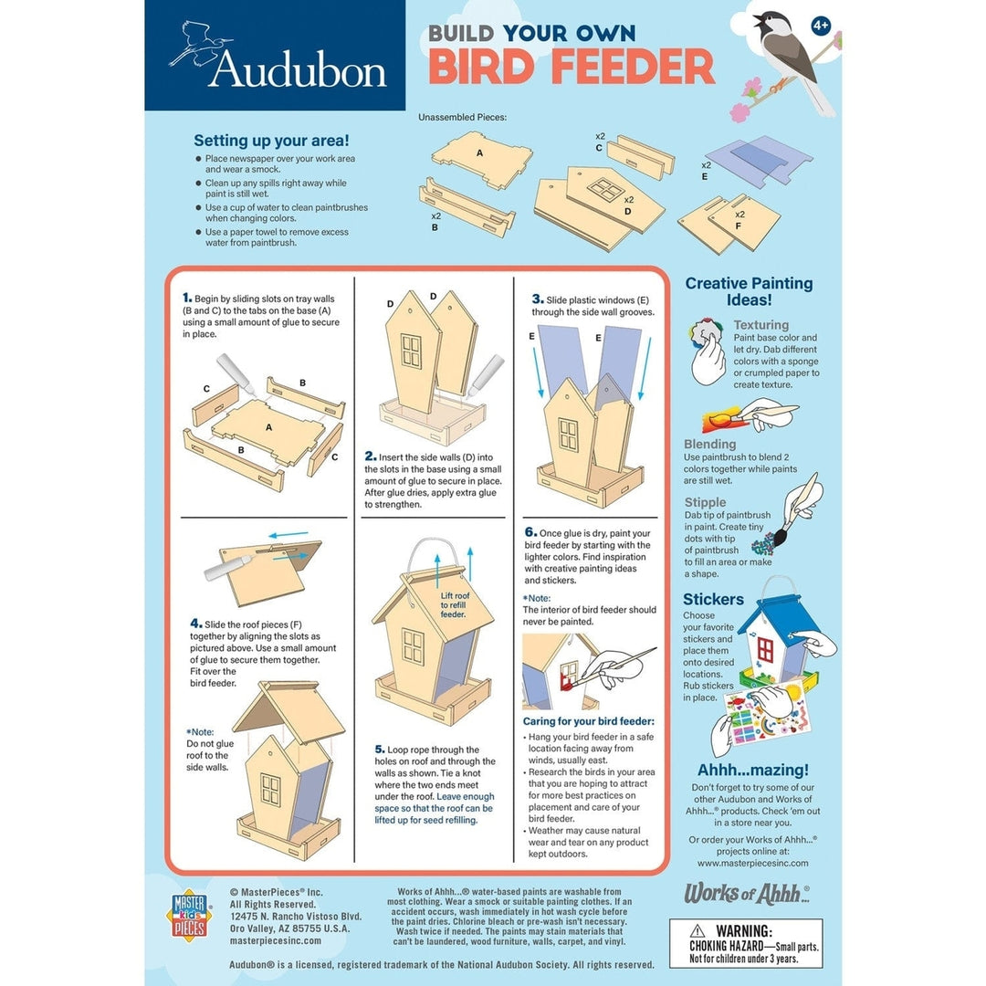 Audubon Bird Feeder Craft Kit Wood Build and Paint Set for Kids Outdoor Fun Image 4