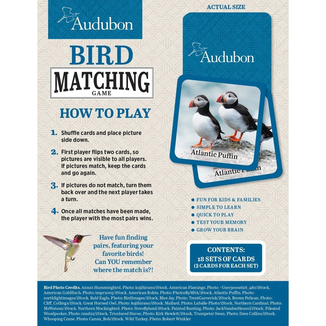 Audubon Bird Matching Game for Kids and Adults Ages 3 and Up Family Fun Image 3