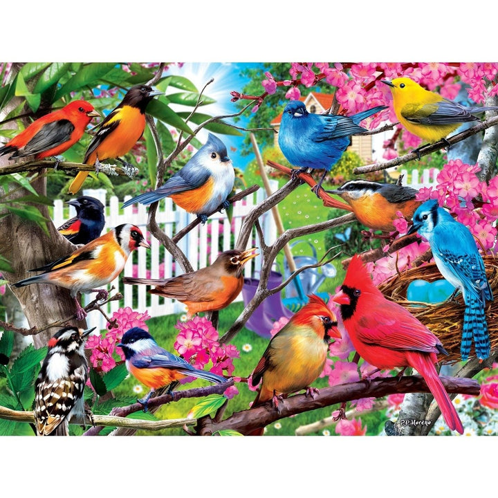 Audubon 300 Piece EZ Grip Jigsaw Puzzle Hidden in the Branches Colorful Birds Image 2