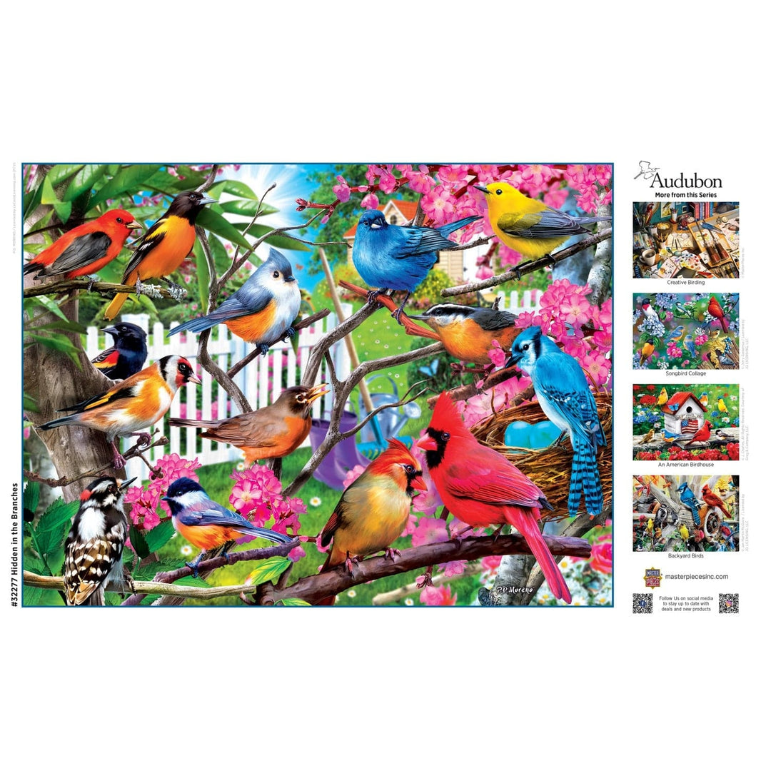 Audubon 300 Piece EZ Grip Jigsaw Puzzle Hidden in the Branches Colorful Birds Image 4