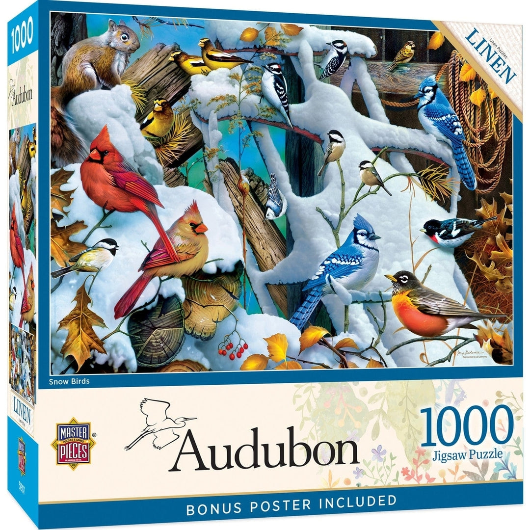 Audubon Snow Birds 1000 Piece Jigsaw Puzzle MasterPieces 19.25 x 26.75 Inches Image 1