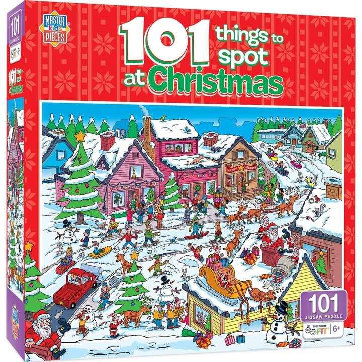 101 Things to Spot at Christmas Puzzle 101 Pieces 19x14 Holiday Fun for Kids Adults Image 1