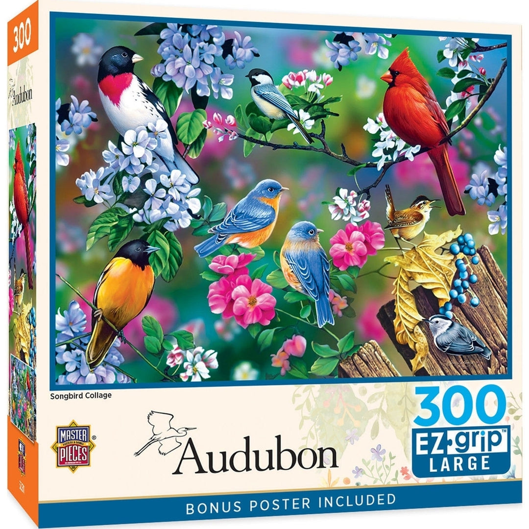 Audubon 300 Piece EZ Grip Jigsaw Puzzle 18x24 North American Songbirds Recycled Image 1