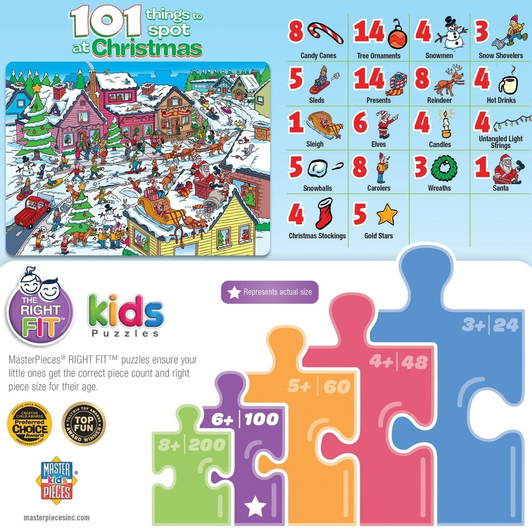 101 Things to Spot at Christmas Puzzle 101 Pieces 19x14 Holiday Fun for Kids Adults Image 3