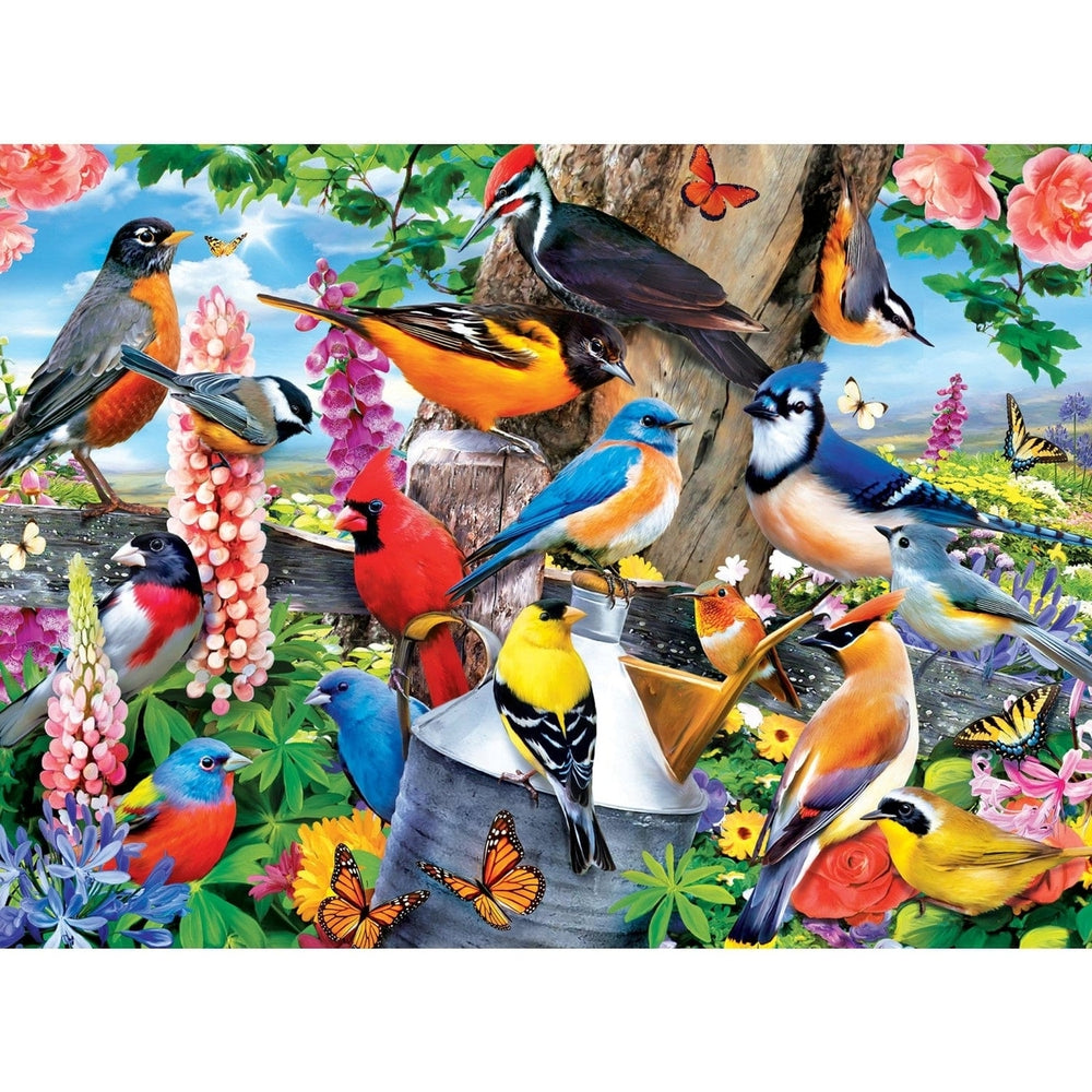 Audubon Spring Gathering 100 Piece Jigsaw Puzzle Colorful North American Birds Image 2