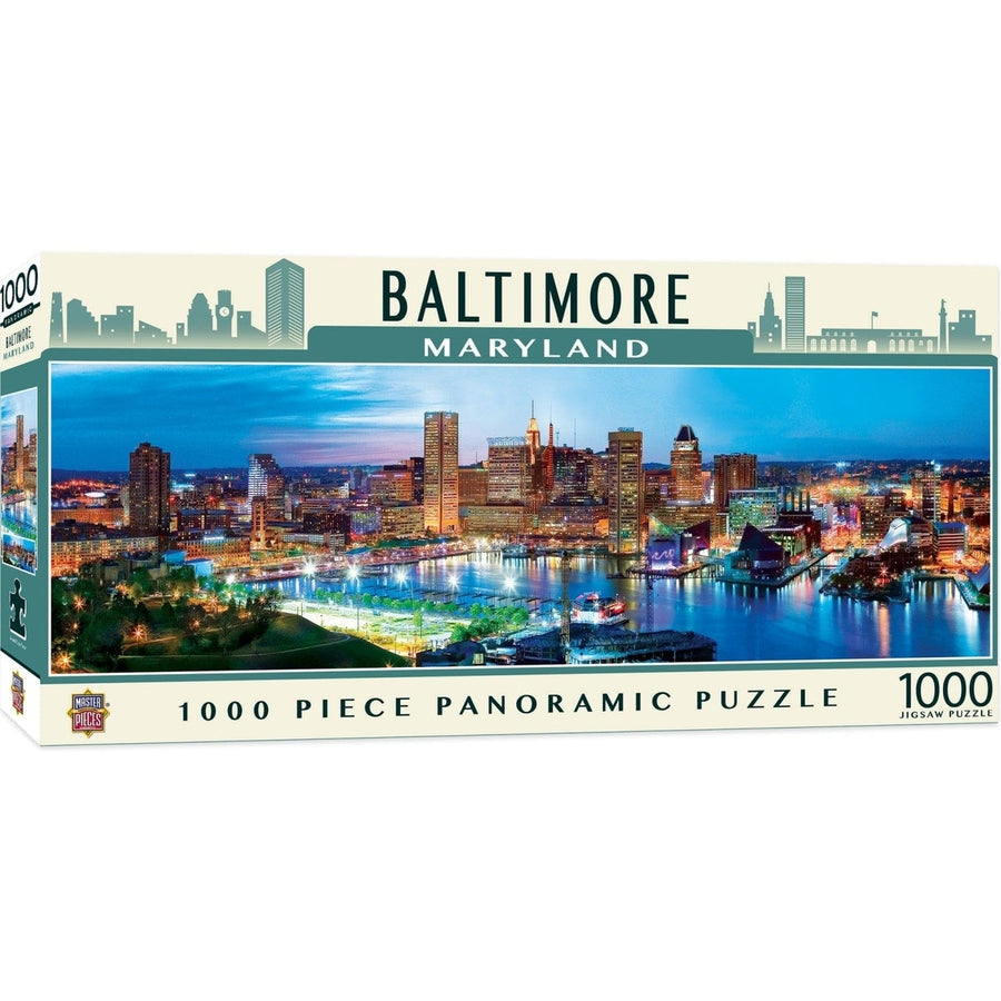 American Vista Baltimore 1000 Piece Jigsaw Puzzle Panoramic City View 27"x20" Image 1