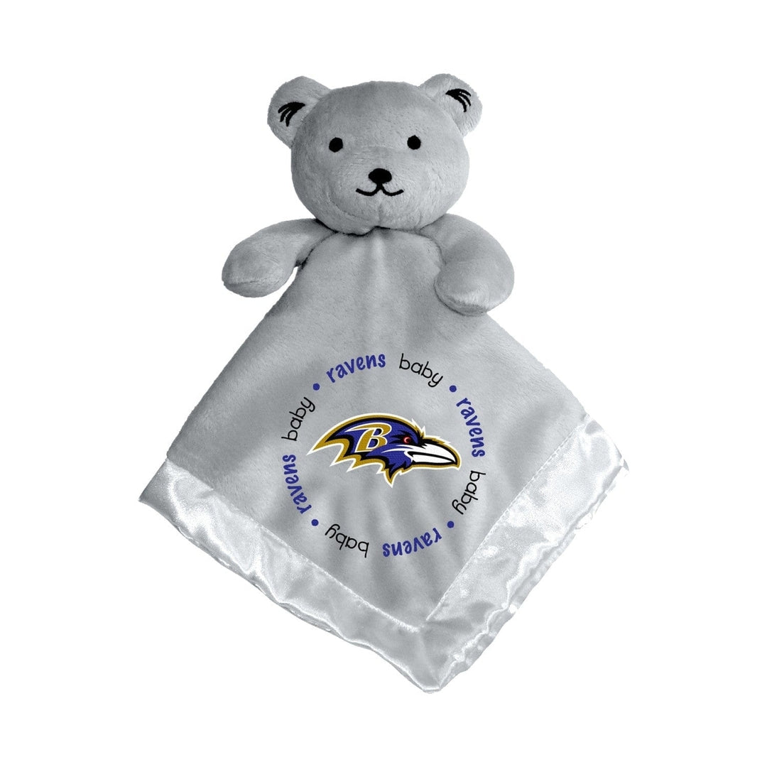 Baltimore Ravens Security Bear Gray Soft Plush Baby Fan 14x14 Satin Lining Image 1