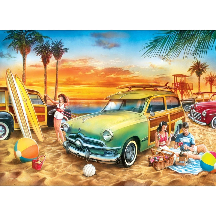 Beach Life California Dreaming 1000 Piece Vintage Jigsaw Puzzle Bright Colors Image 2