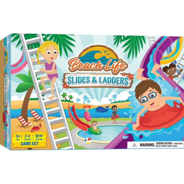 Beach Life Slides and Ladders Board Game by Masterpieces Ages 3+ Family Fun Image 1