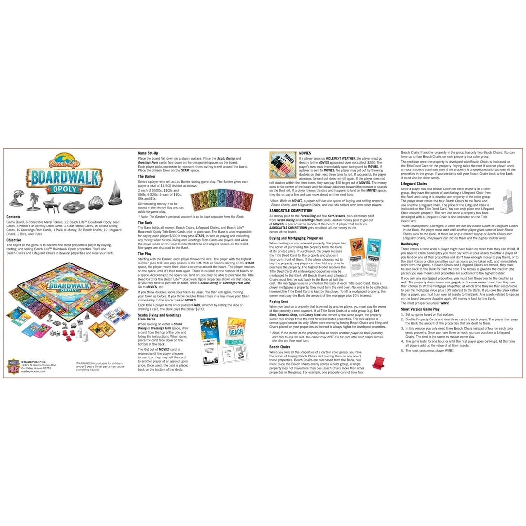 Beach Life Boardwalk Opoly Game MasterPieces 2-6 Players Ages 8+ Fun Facts Image 4