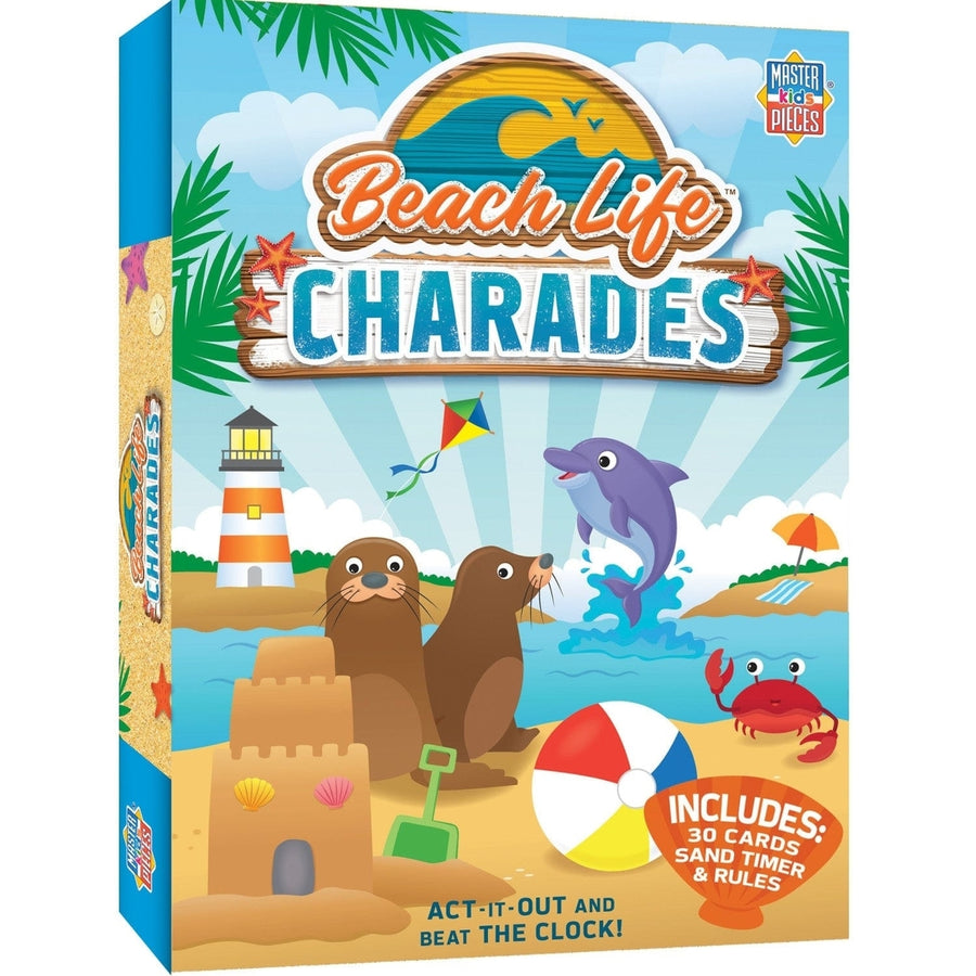 Beach Life Charades Card Game by MasterPieces Family Fun Activity Game Night Image 1