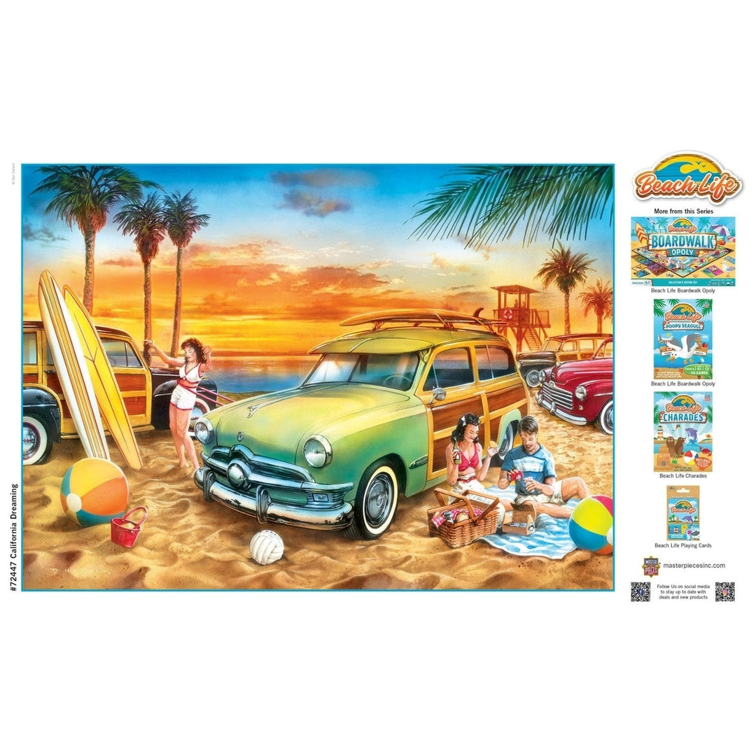 Beach Life California Dreaming 1000 Piece Vintage Jigsaw Puzzle Bright Colors Image 4