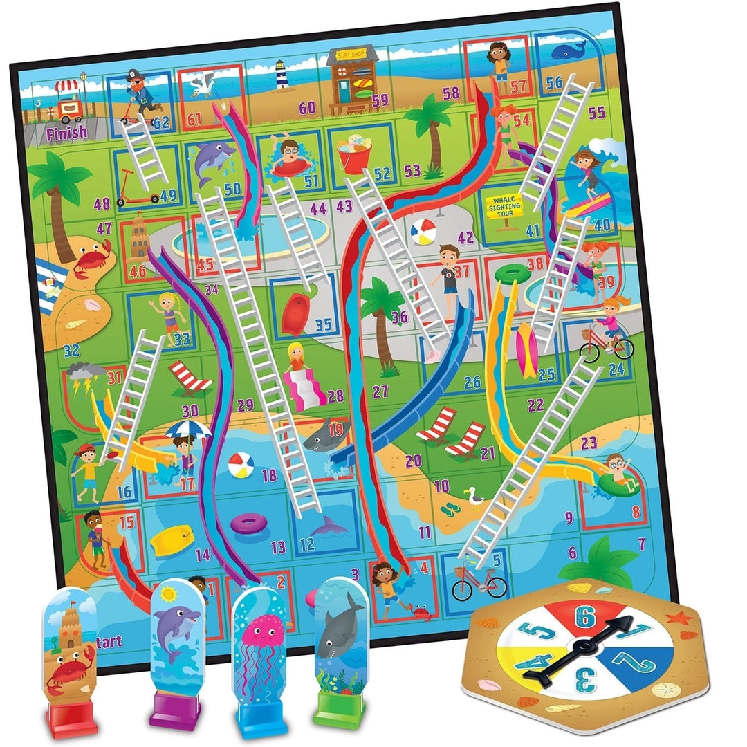 Beach Life Slides and Ladders Board Game by Masterpieces Ages 3+ Family Fun Image 2