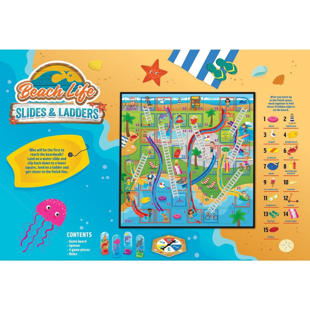 Beach Life Slides and Ladders Board Game by Masterpieces Ages 3+ Family Fun Image 3