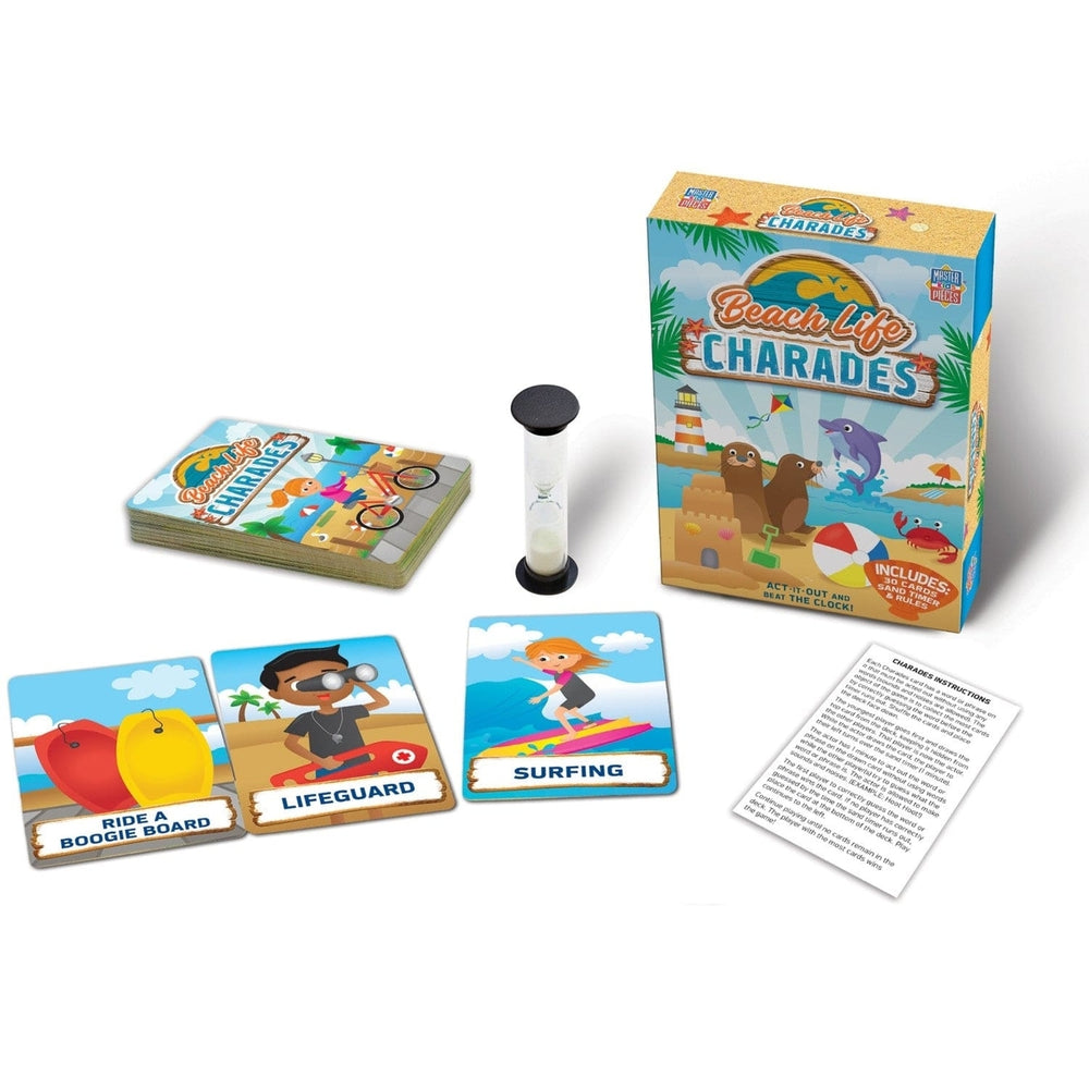 Beach Life Charades Card Game by MasterPieces Family Fun Activity Game Night Image 2