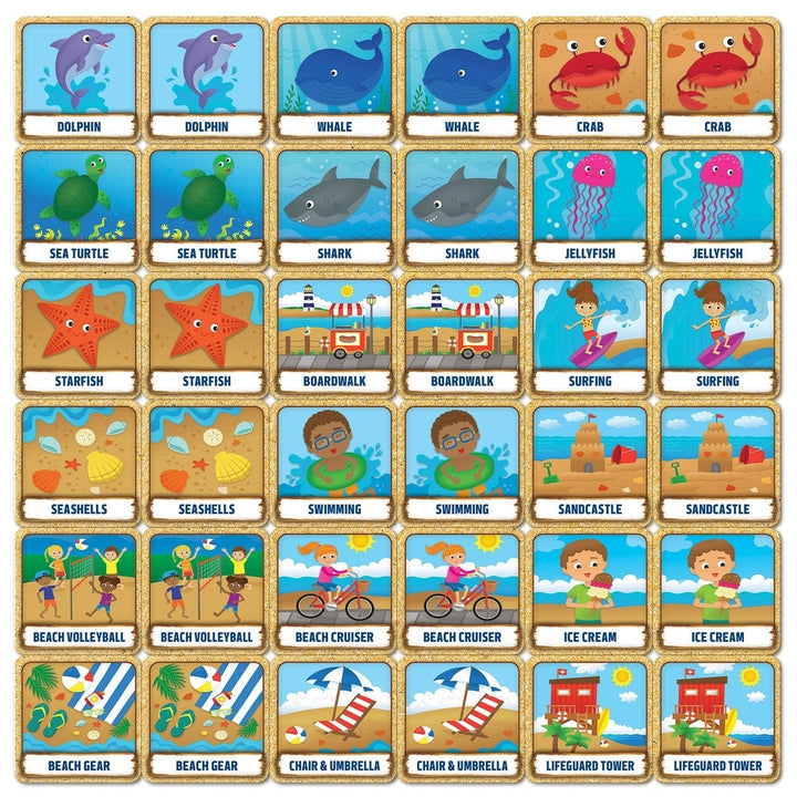 MasterPieces Beach Life Matching Game Family Fun Activity Ages 3 and Up Image 2