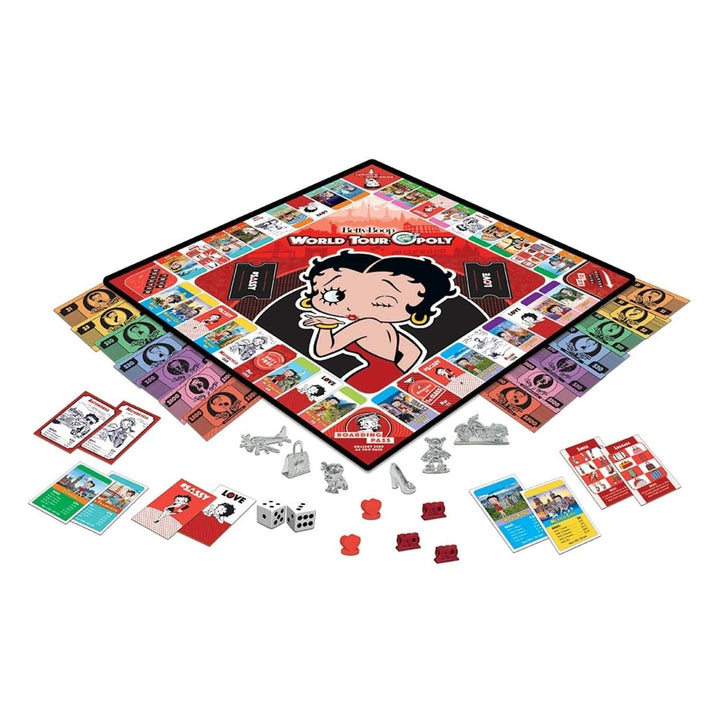 Betty Boop Opoly Board Game Travel Edition with Pewter Pieces and Landmark Cards Image 2