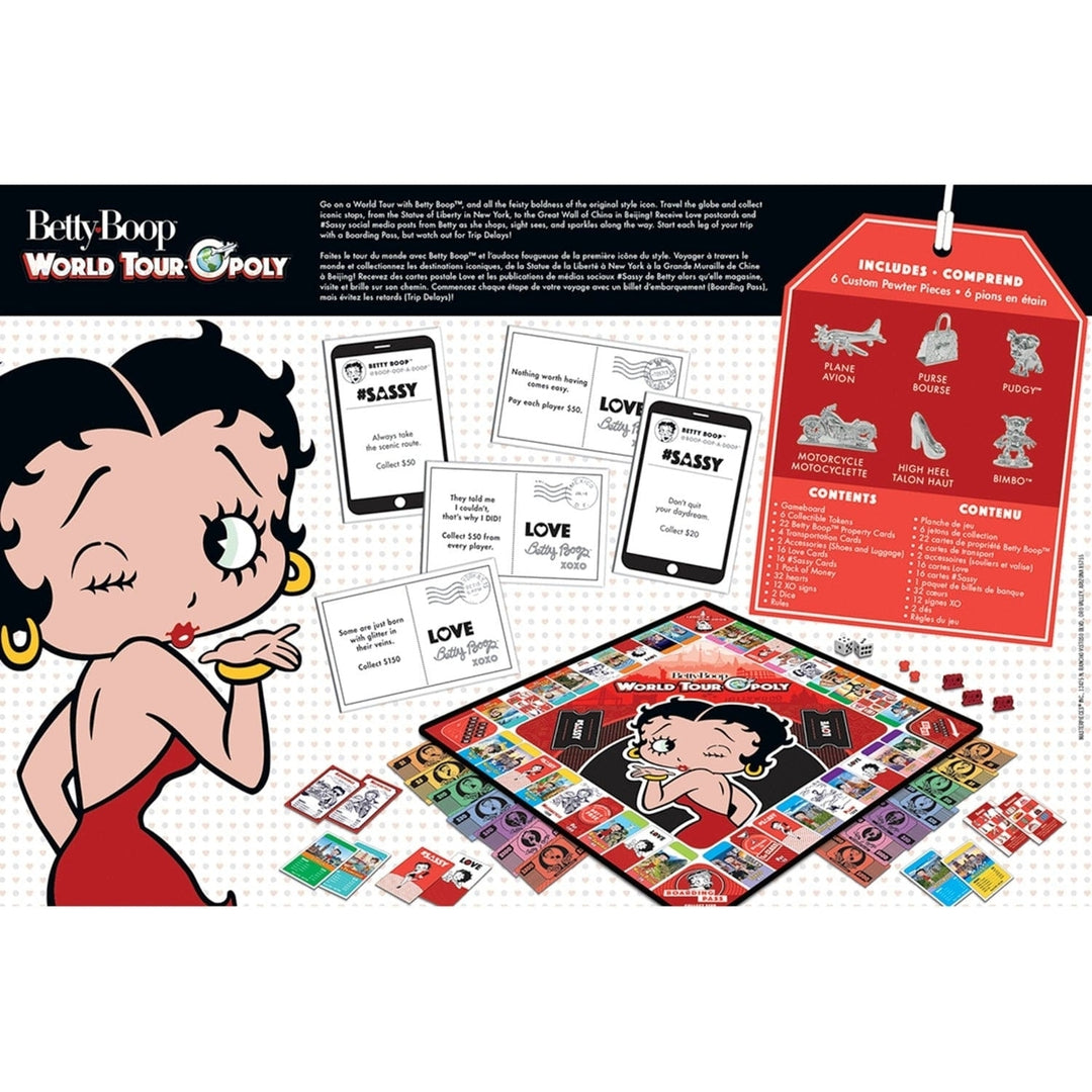 Betty Boop Opoly Board Game Travel Edition with Pewter Pieces and Landmark Cards Image 3