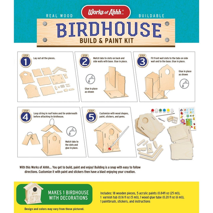 Birdhouse Craft Paint Kit Buildable Wood Art Set for Kids Customizable Decor Image 3