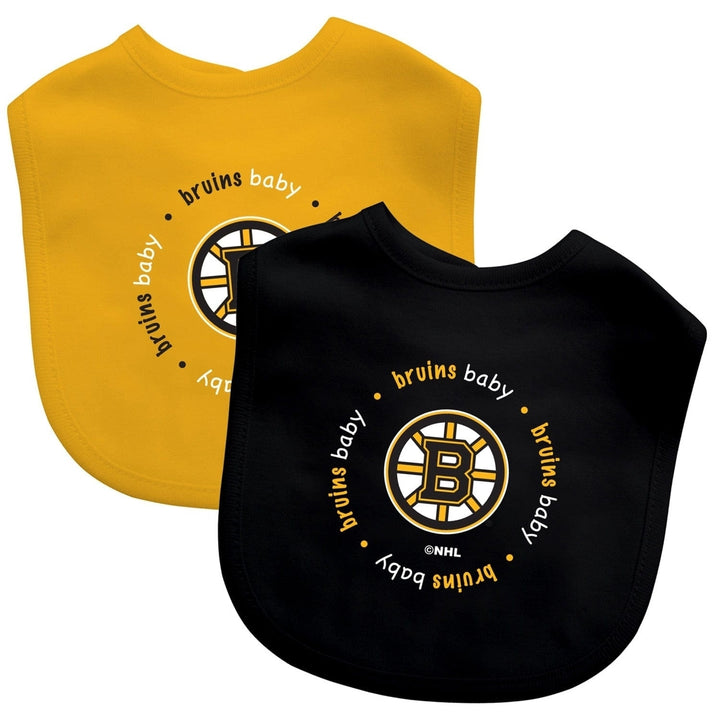 Boston Bruins Baby Bibs 2-Pack Embroidered Cotton Infants NHL Team Spirit Image 1