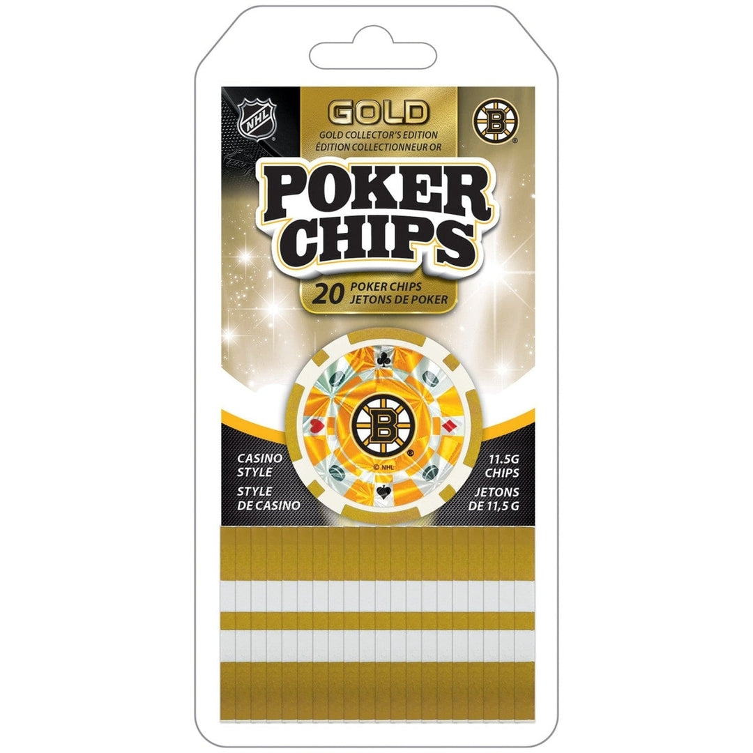 Boston Bruins Poker Chip Set 20 Piece Silver Collector Edition NHL Gaming Chips Image 1