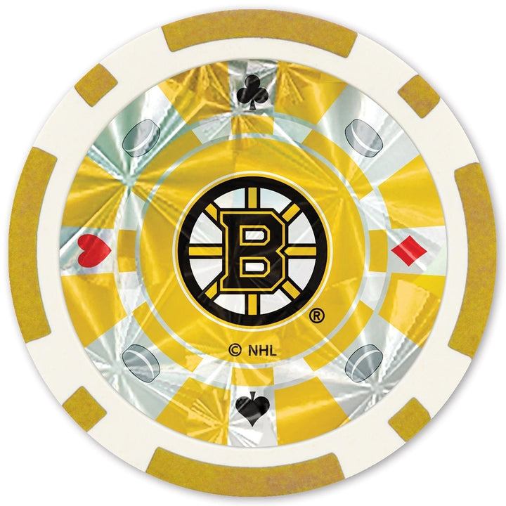 Boston Bruins Poker Chip Set 20 Piece Silver Collector Edition NHL Gaming Chips Image 2