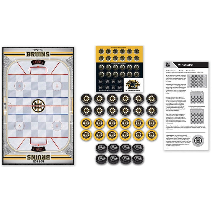 Boston Bruins Checkers Board Game NHL 24 Pieces 13x21 Inches MasterPieces Image 2