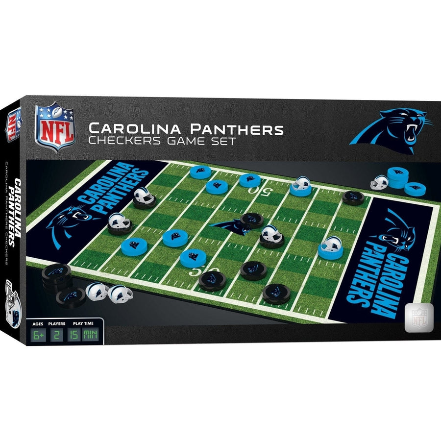 Carolina Panthers Checkers Board Game NFL 24 Pieces 13x21.375 inches Image 1