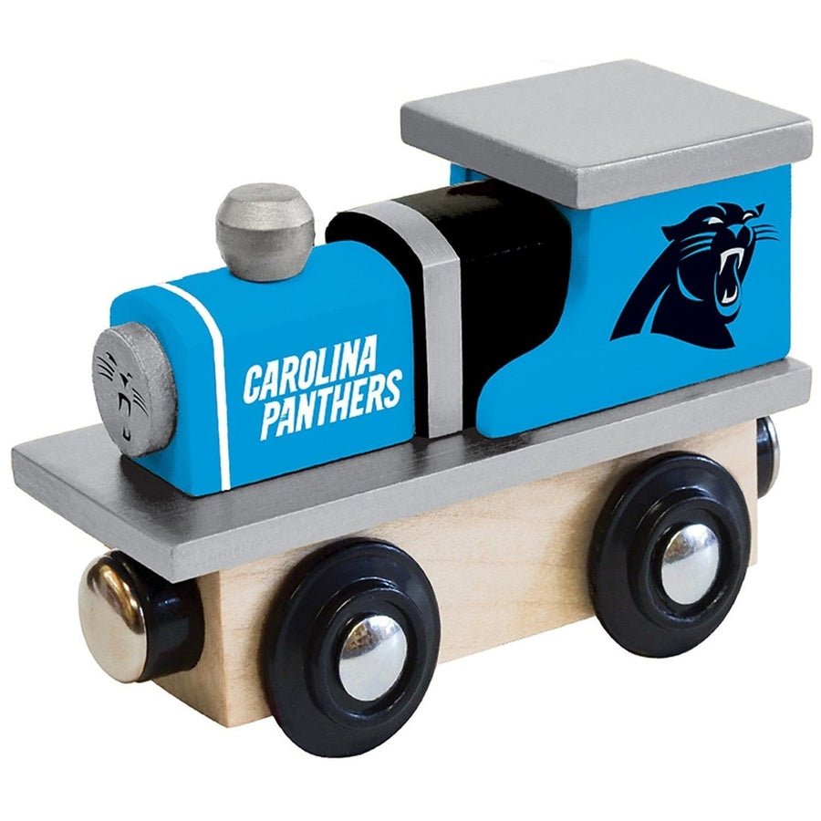 Carolina Panthers Wooden Toy Train Engine Compatible with 1-inch Tracks Image 1