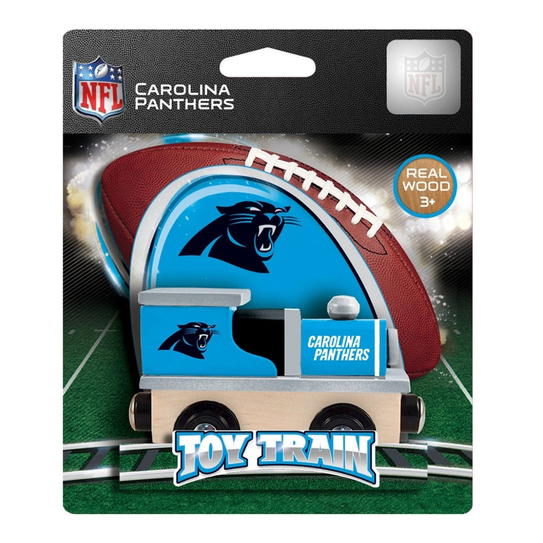 Carolina Panthers Wooden Toy Train Engine Compatible with 1-inch Tracks Image 2