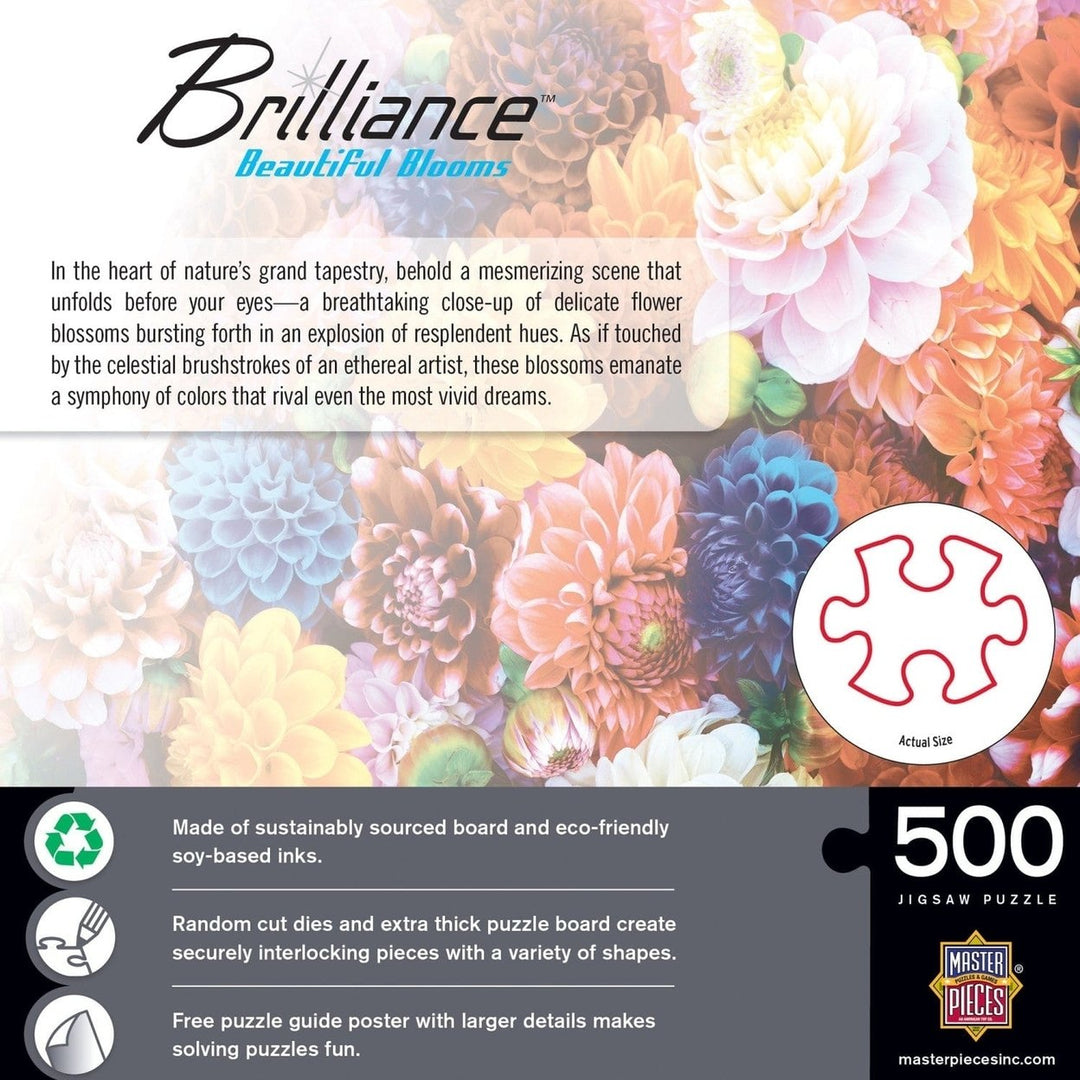 MasterPieces 500 Piece Jigsaw Puzzle Brilliance Dazzling Blooms Recycled Material Image 3